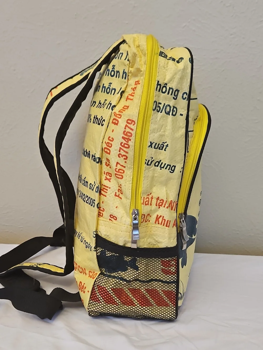 Mermaid Design Recycled Rice Bag Backpack - Yellow